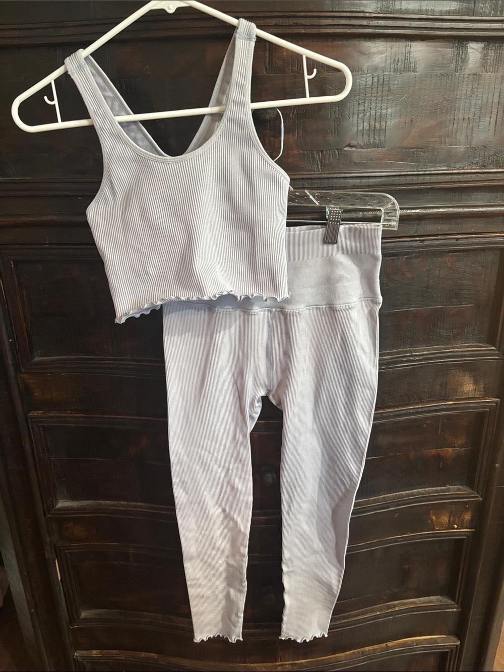Spiritual Gangster Seamless Amor Ribbed Crop Top and Leggings Baby Blue size XS